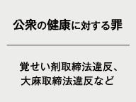 ・公衆の健康に対する罪（覚せい剤取締法違反、大麻取締法違反など）